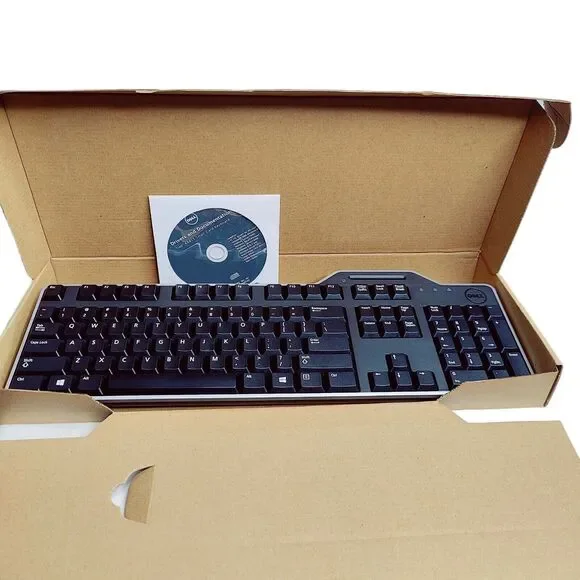 Dell Black USB Wired Keyboard Smart Card Reader Software CD KB813 Open‎ Box