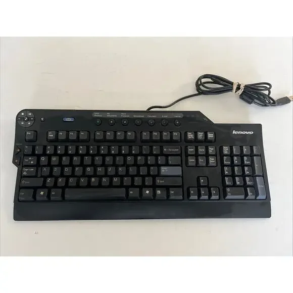 Vintage Lenovo SK-8815 Enhanced Performance USB Multimedia Keyboard For PC Black