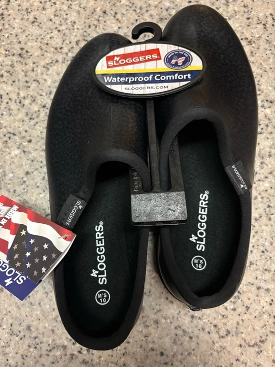 Sloggers Mens' Waterproof Comfort Slip-On Rain & Garden Shoes, Black, NWT, sz 10