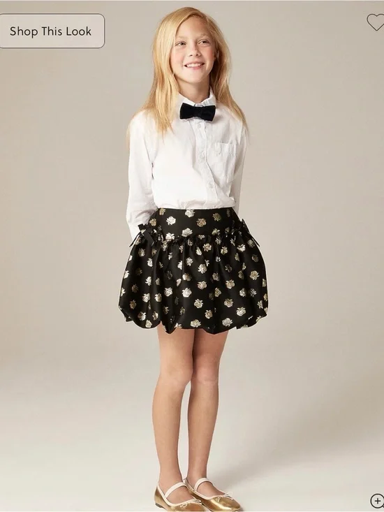 Crewcuts Black Skirt with Gold Floral Shine holiday formal special occasion