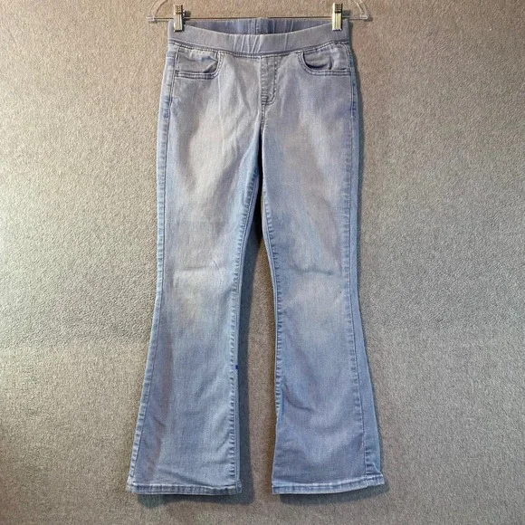 Cat & Jack Flare Jeans Kids Size 12 Light Wash Blue Pull On Denim FLAW