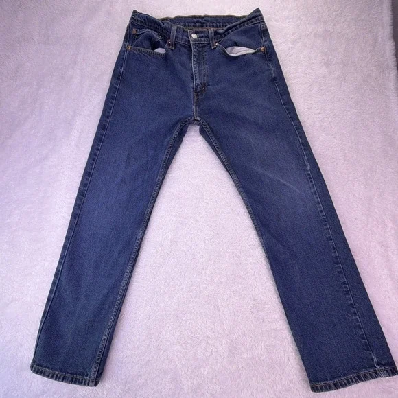 Levi's 505 Jeans Mens 32x29 (tag: 34x30) Straight Leg Dark Wash Denim Distressed