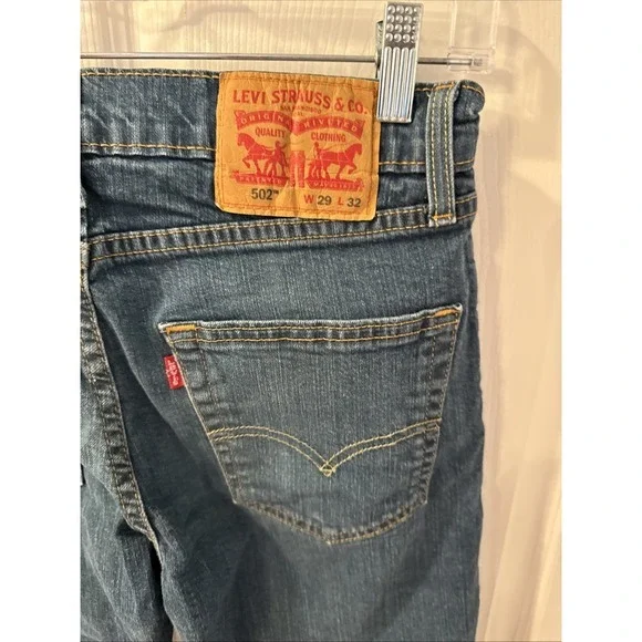 Levi's 502 Jeans Mens 29x30 Tapered‎ Stretch Denim WaterLess Made in Mexico