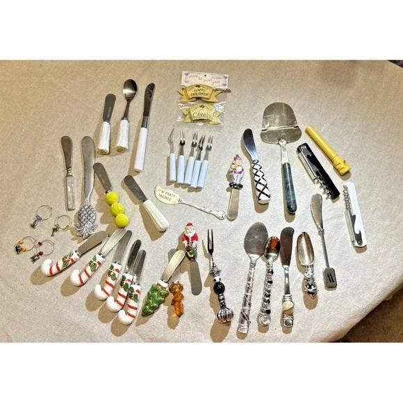 42‎ pcs-Charcuterie Cheese Knives Spreaders-variety styles w/ wine top & openers