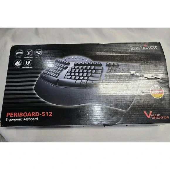 Perixx Periboard-512 Ergonomic Keyboard Full Size Palm Rest 1.8MDurable Cable