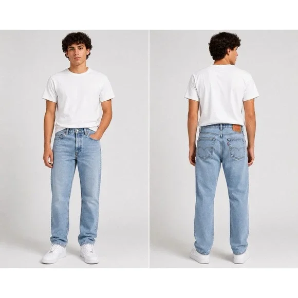 Levi's 505 Men's 34x30 Regular Fit Straight Leg Jeans Light Wash Denim 31x27.5