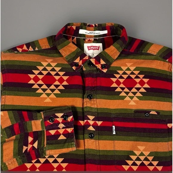 Levi's Indian Blanket Southwest Navajo Aztec Shirt Men M‎ Modern Fit Button Down