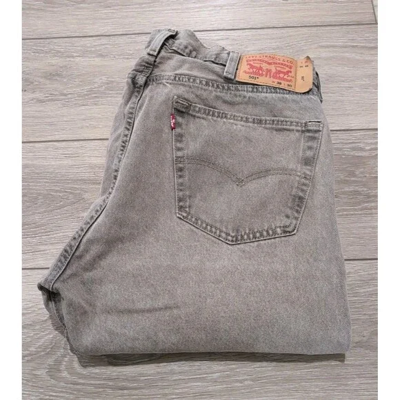 LEVI'S 501 RARE PEWTER COLOR BUTTON FLY DENIM JEANS MEN'S 38X30 EGYPT EUC