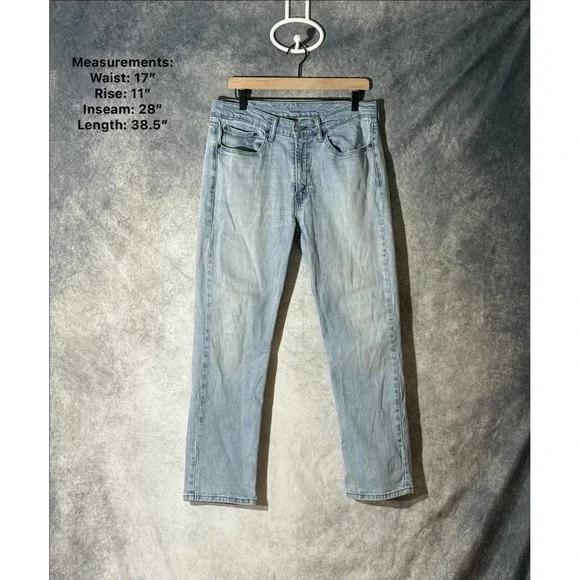 Levi's 514 Men's Straight Fit Jeans Light‎ Wash Blue 34x30 Mid Rise Denim Pants