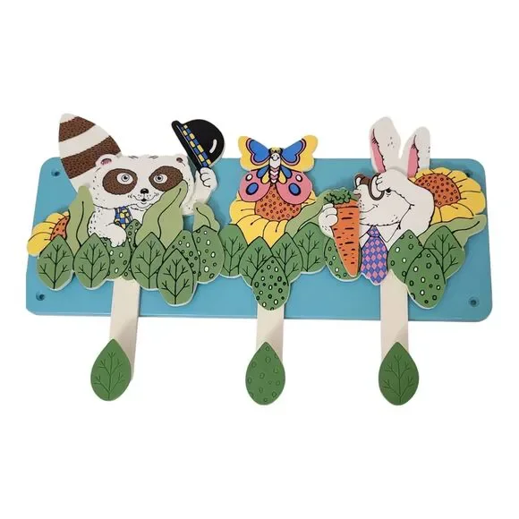 Vintage‎ 1984 Gallery Originals Animal Rack racoon rabbit butterfly