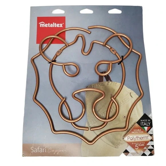 Metaltex Safari Copper Wall Coat Hanger Rack Lion Animal Hooks / Italy New