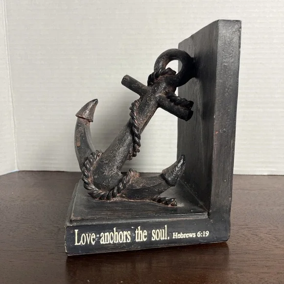 Roman Giftware Love Anchors the Soul Scripture Rustic Nautical Single Bookend