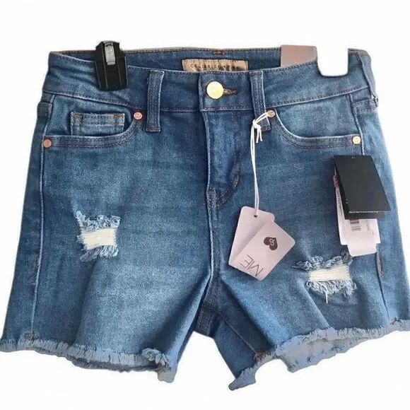 NWT CELEBRITY PINK GIRLS Jeans Denim Ripped Shorts Size: 12  (KIDS)