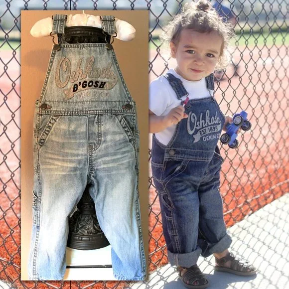 OSHKOSH Felt Logo Denim Overalls | 18M