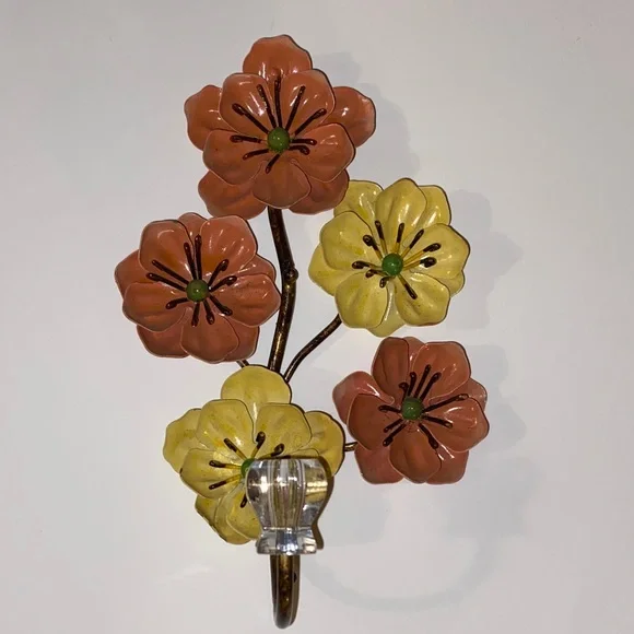 Vintage-Style Colorful Orange & Yellow Design Decorative Floral Wall Art 8” L