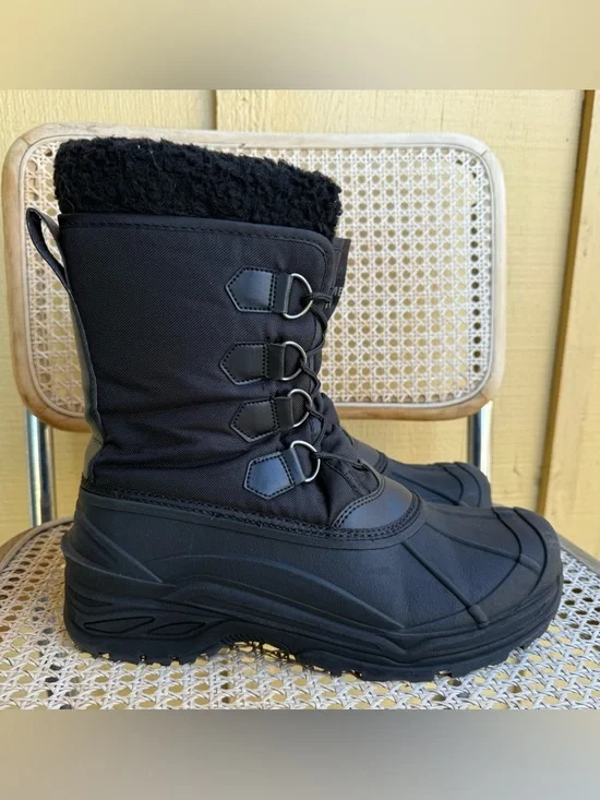 Khombu Black Insulated Waterproof Lace Up Winter Snow Boots Mens size 10