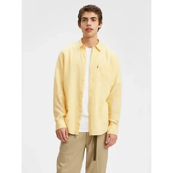 Levi's Sunset Mimosa Yellow One Pocket Button Up Shirt Men's Size Large L‎