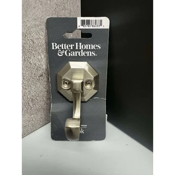 Better Homes Gardens Satin‎ Nickel Octagon Hook New Mounting Hardware Included