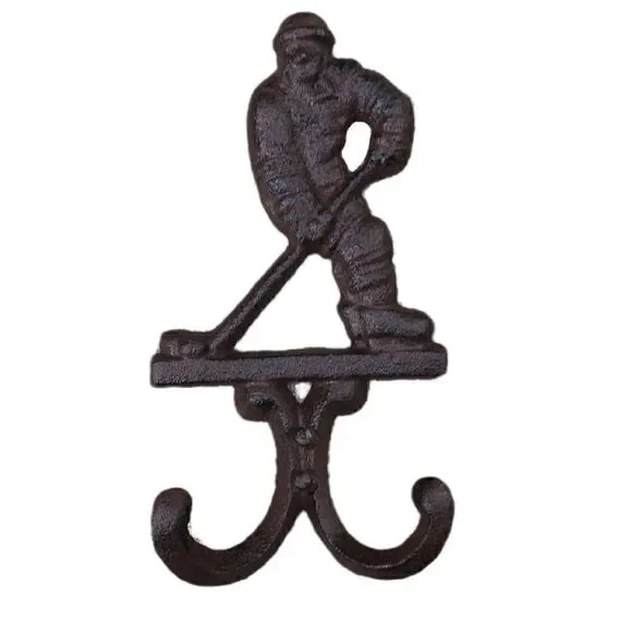 Ice hockey brown hook for keys for coats iron cast reliable sturdy(2/pack)