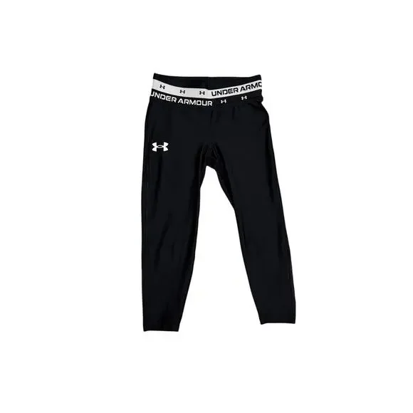 Under Armour UA HeatGear Leggings Black Cropped Ankle Tights Youth Small (8)