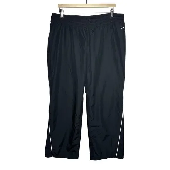 Nike Y2K Track Pants Boys L / Men's M Baggy Black Mesh Lined Athletic Dept