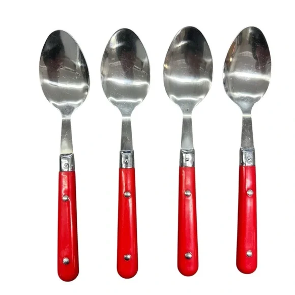 Washington Forge Mardi Gras‎ Red Handle Stainless Steel Soup Spoon Set of 4