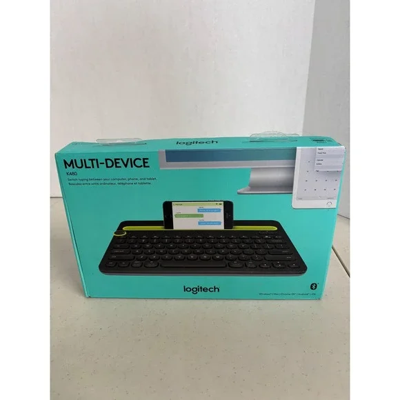 Jelly‎ Comb Multi-Device Bluetooth Keyboard Black in Logitech K480 Box New