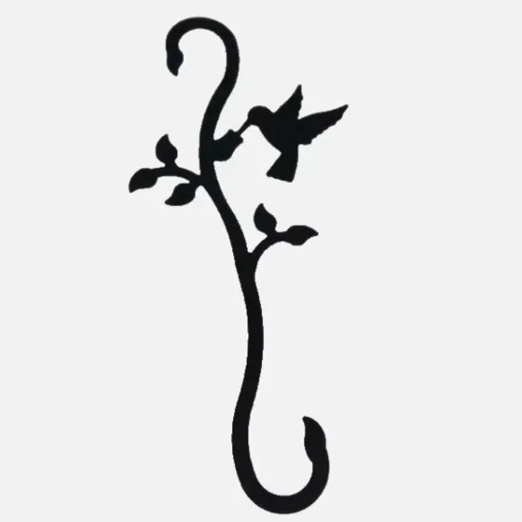 Hummingbird & Flower Metal S-Hook 12 inch Black NEW