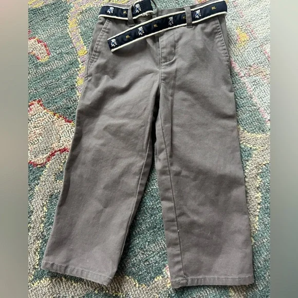 Ralph Lauren toddler Dark Gray Elastic Waist Chinos with belt 24 months