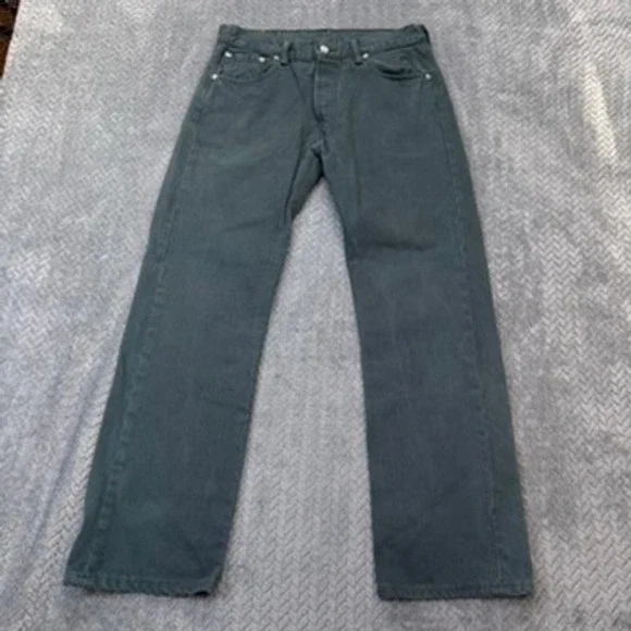 Levi's 501 Original Fit Jeans Mens 30x32 Green Gray Straight Leg Denim Cotton