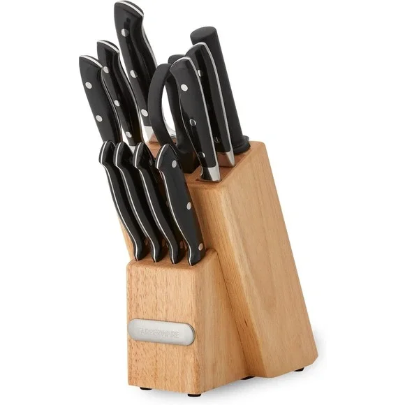 Farberware 12-Piece Forged Knife Set – High-Carbon Steel, Triple Riveted Handles