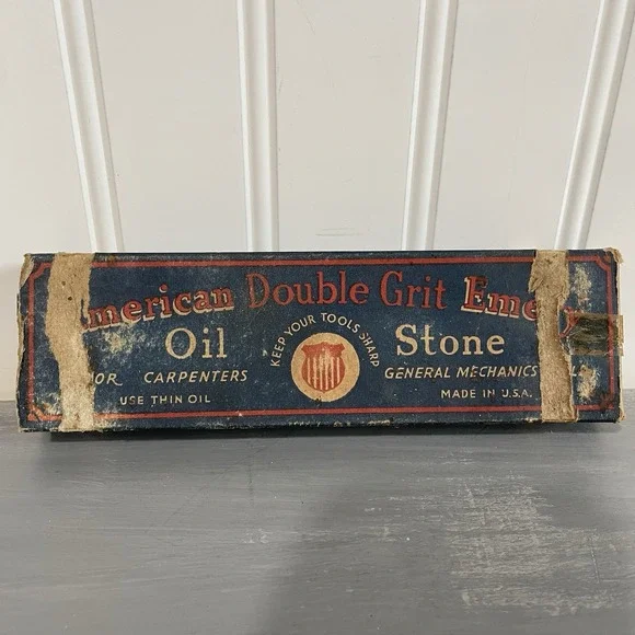 Vintage American Double Grit Emery Combination Oil Stone Sharpening Tool‎