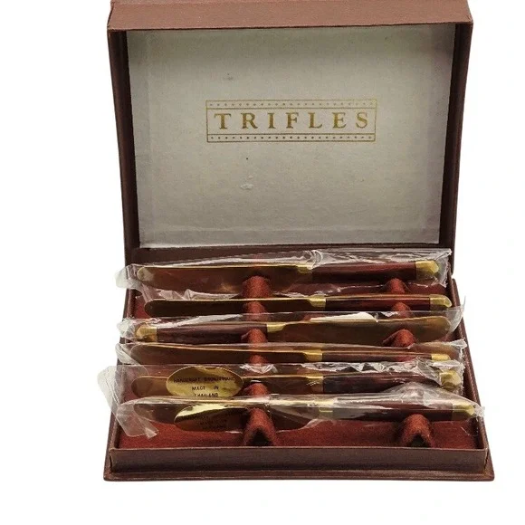Vintage Thai Bronzeware Mini Knives / Butter Spreader‎ with Box MCM Collectible