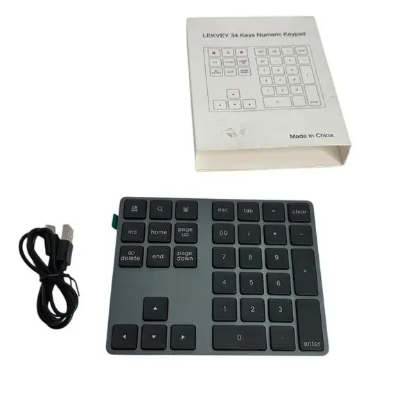 Bluetooth Number Pad, Lekvey Aluminum Rechargeable Wireless Numeric Keypad 34 Ky