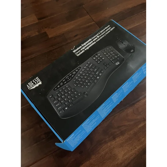 Adesso Tru-Form Media WKB-1500GB Wireless Ergonomic Keyboard Mouse Bundle