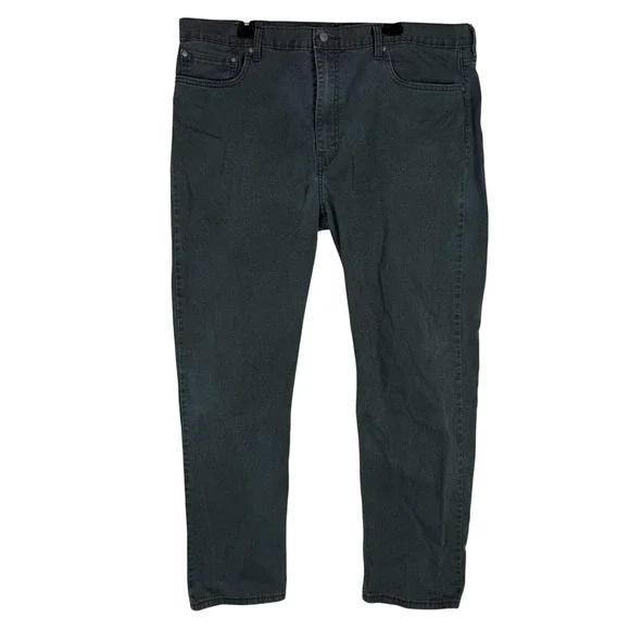 Levi's 502 Jeans Mens 42x32 Gray Charcoal Wash Regular Tapered Stretch Denim