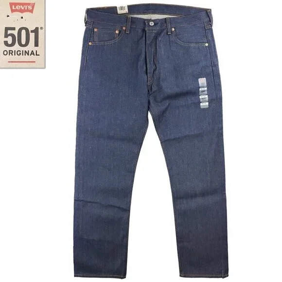 Levi's 501 Shrink to Fit Jeans Rigid Button Fly Denim Men 
