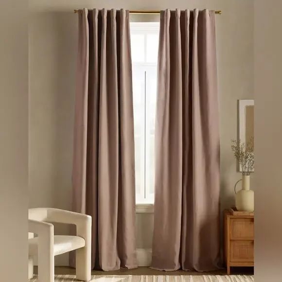 Quince European Linen Blackout Curtain Panel Rose Quartz 48”x96”