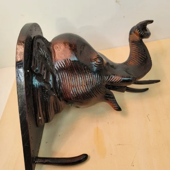 Unique Black‎ Elephant Head Wall Hook Coat Hat Key Holder Decorative