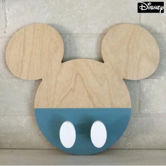 DISNEY Mickey Mouse Wall Hooks Wooden Wall Mount - NWT
