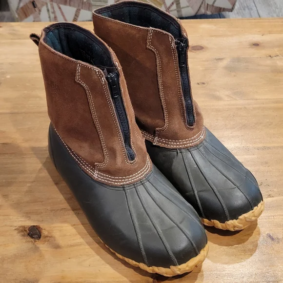 RedHead Mens Size 12 Duck Boots 200g Thinsulate Front Zip Leather Waterproof
