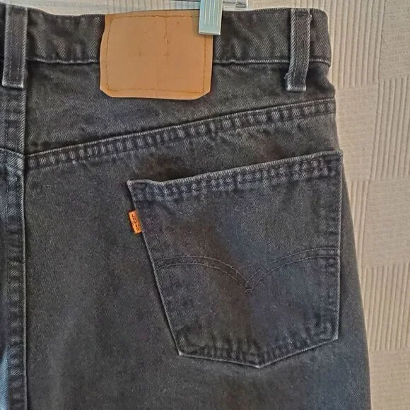 Vintage Levis Jeans Mens 40x32 Black Regular Straight Orange Tab 90s Made In USA