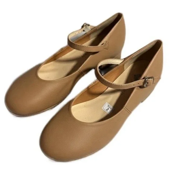 Mariia Tan Mariia Soft Leather Mary Jane Tap Shoes Size 2 Wide NEW NIB