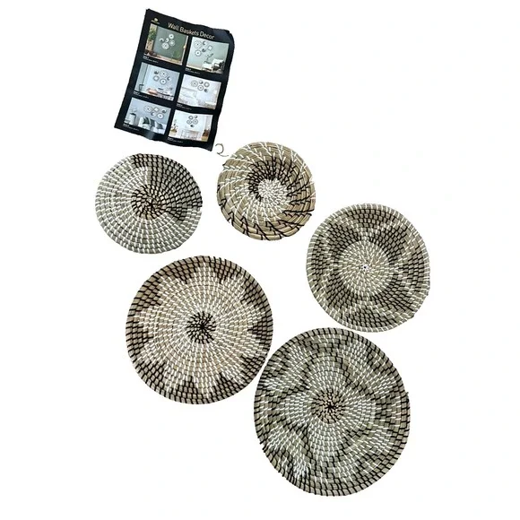 MRDMADE wall art decor baskets set of 5 Handmade natural Woven Boho