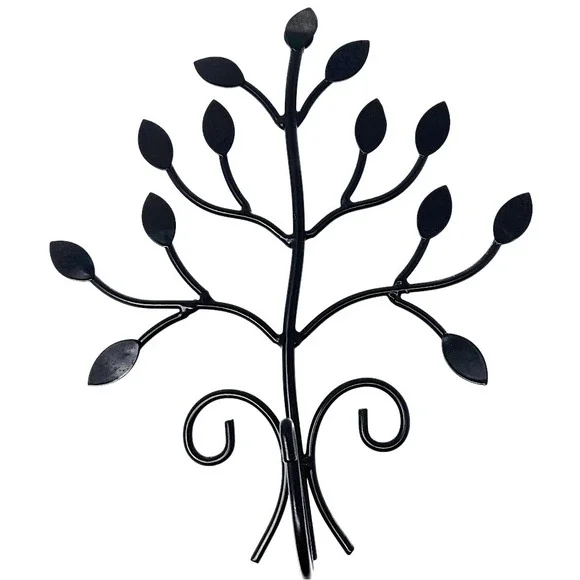 Metal Tree Wall Coat Hook Decorative Entryway Key Holder Rack Black