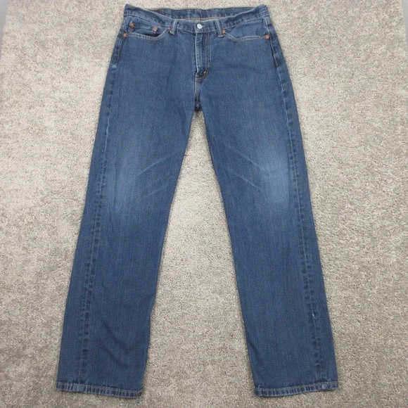 Levis Jeans Mens 36x34 Blue 514 Slim Straight Faded Zip Fly Denim Pants