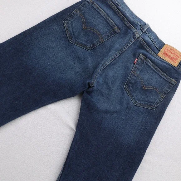 Levis 505 Regular‎ Fit Straight Leg Jeans Mens 32x30 Dark Wash Blue Denim Exc
