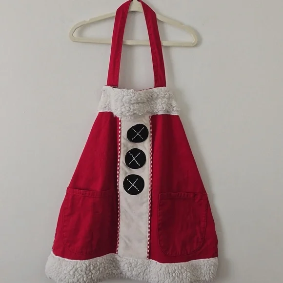Pottery Barn Kids Santa Red and White Apron Kids One Size