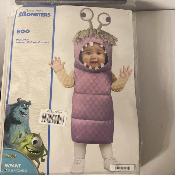 Disney Monsters Inc BOO Costume Baby INFANT 0-6 Months Newborn Spirit Halloween