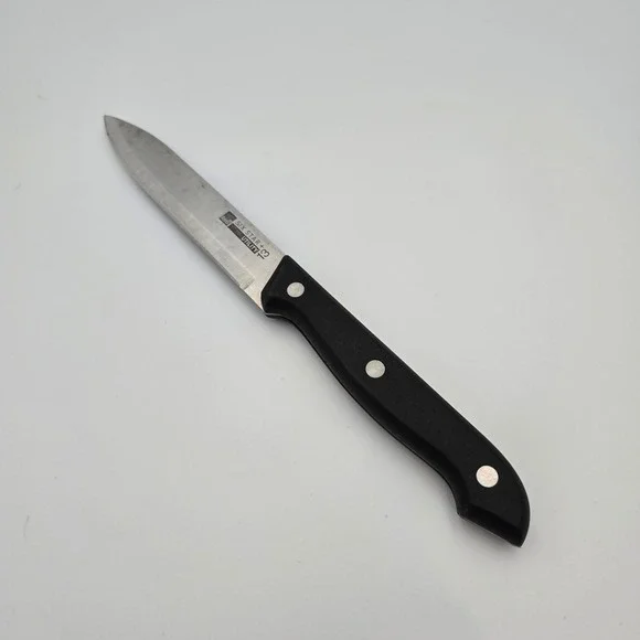Ronco Six Star+ Utility Knife Stainless Steel Triple Rivet Black Handle.